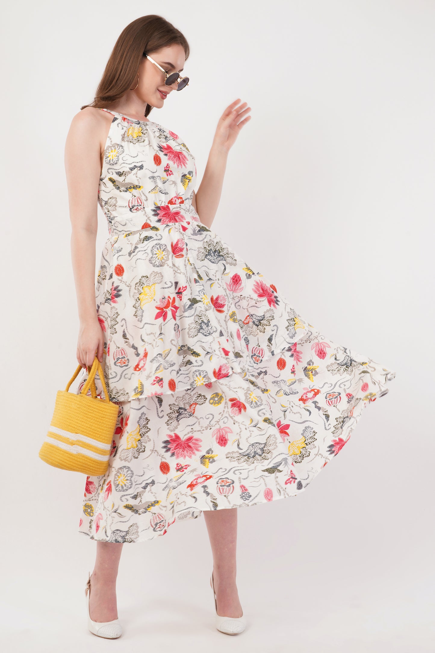 Hand Block Printed Long Cotton Maxi Dress – Summer Bloom