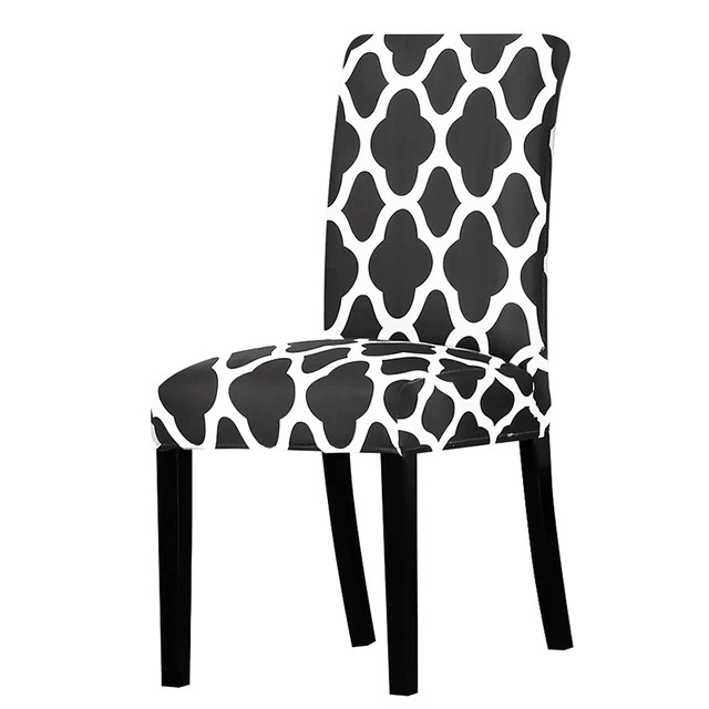Black Abstract Floral Printed Stretchable Chair Protector Cover - Adore India   