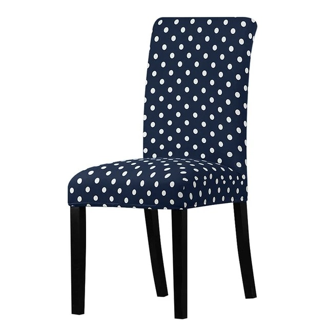 Blue Polka Dot Printed Stretchable Chair Protector Cover - Adore India   