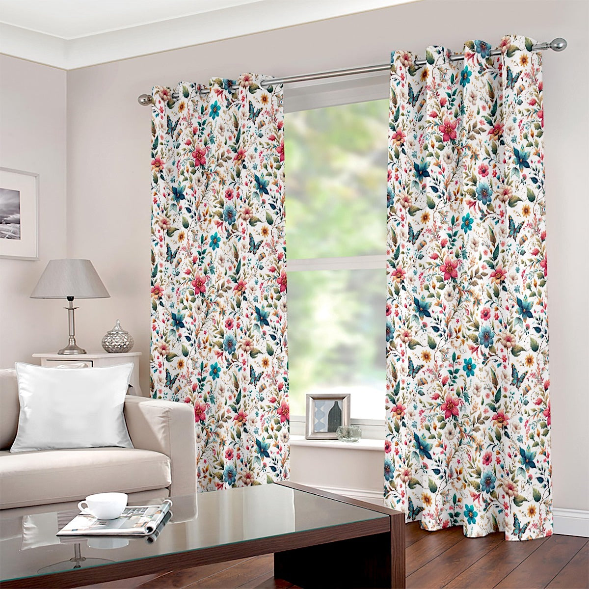 Boho Dream Colourful Floral Petal Printed Curtain Set - Adore India   