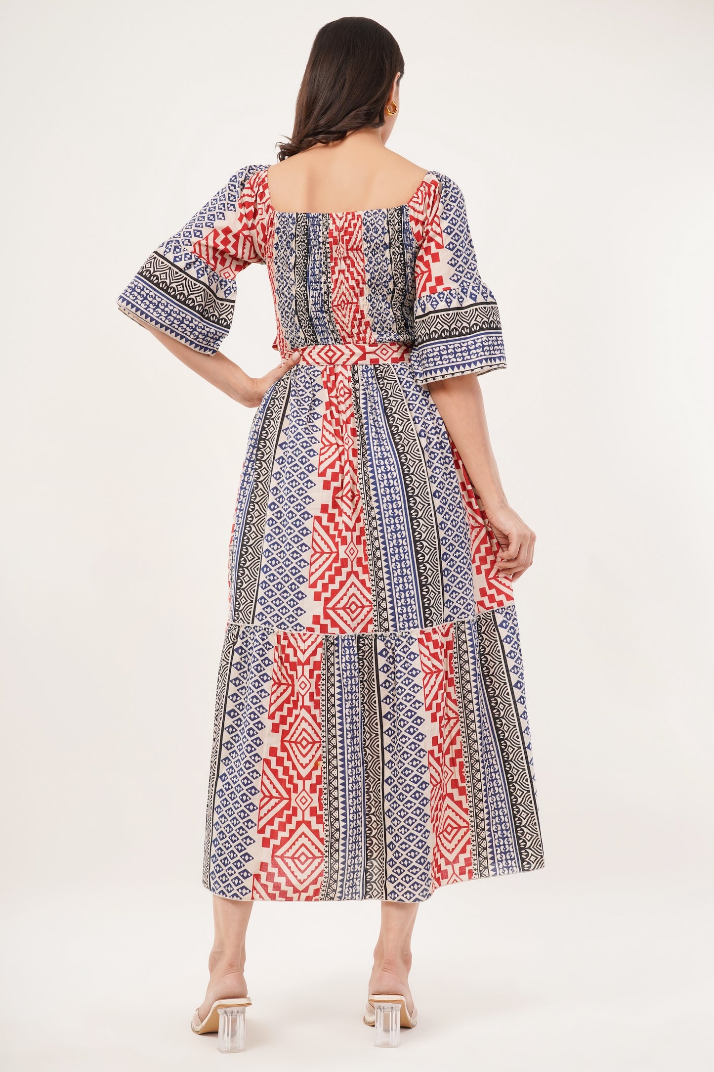 Womens Off Shoulder Cotton Boho Summer Beach Maxi Dress