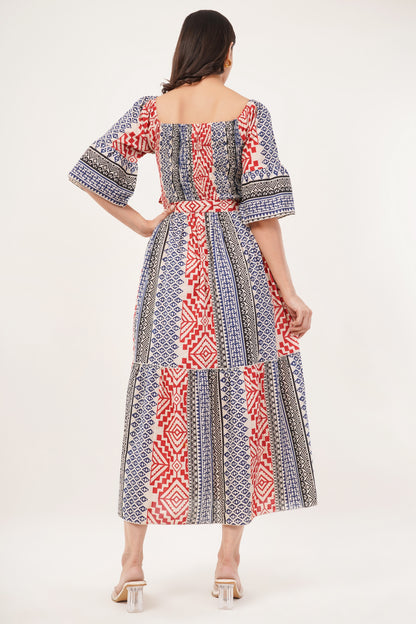Womens Off Shoulder Cotton Boho Summer Beach Maxi Dress