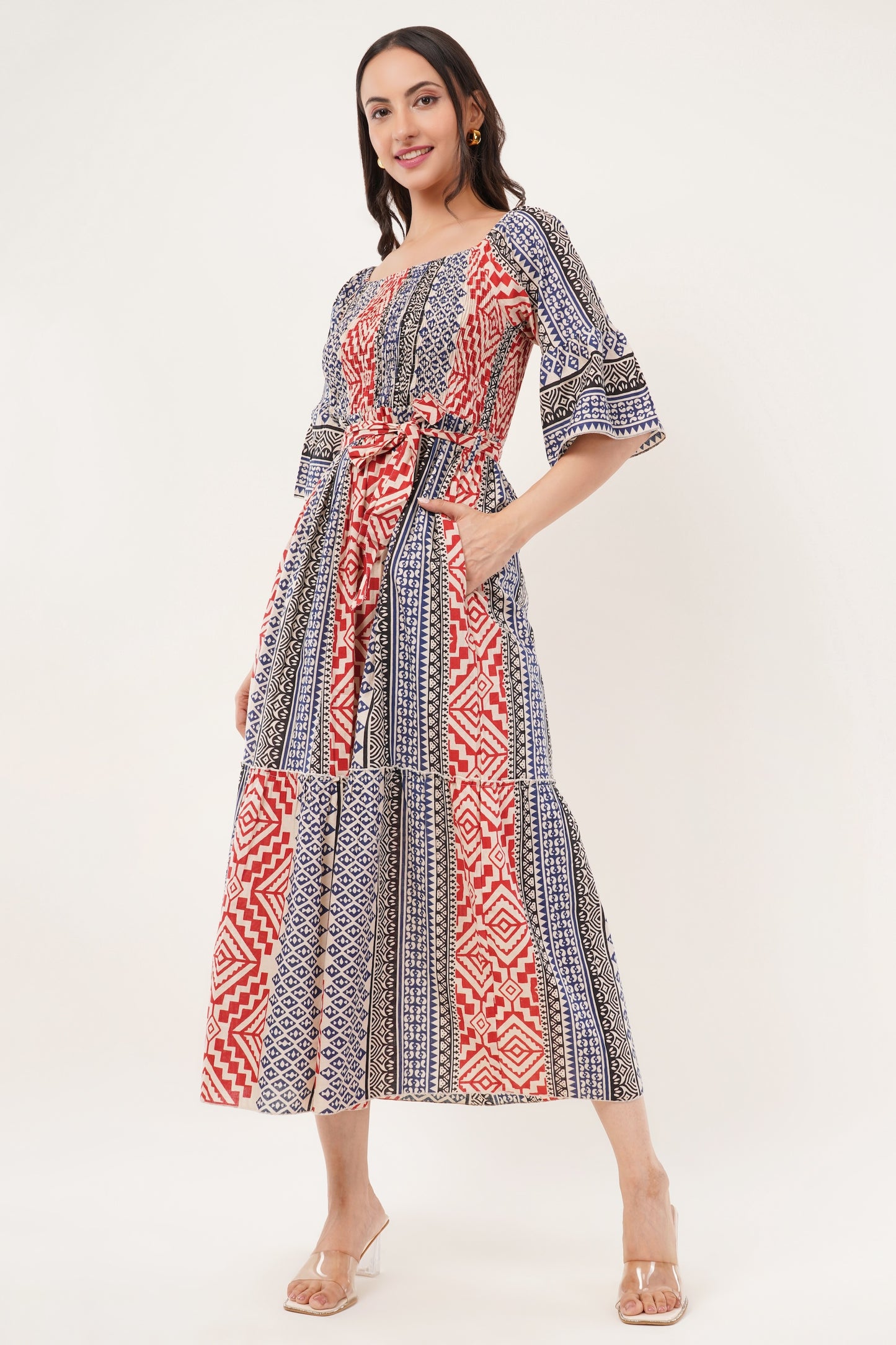 Womens Off Shoulder Cotton Boho Summer Beach Maxi Dress