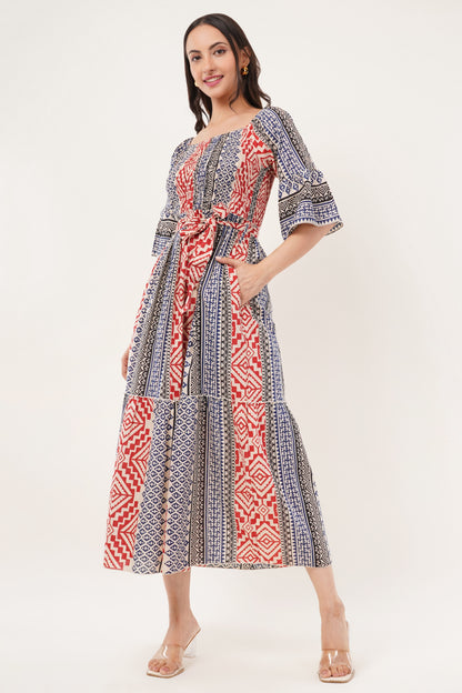 Womens Off Shoulder Cotton Boho Summer Beach Maxi Dress