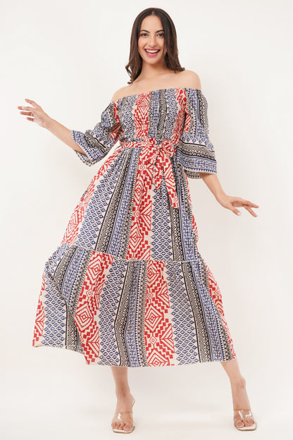 Womens Off Shoulder Cotton Boho Summer Beach Maxi Dress
