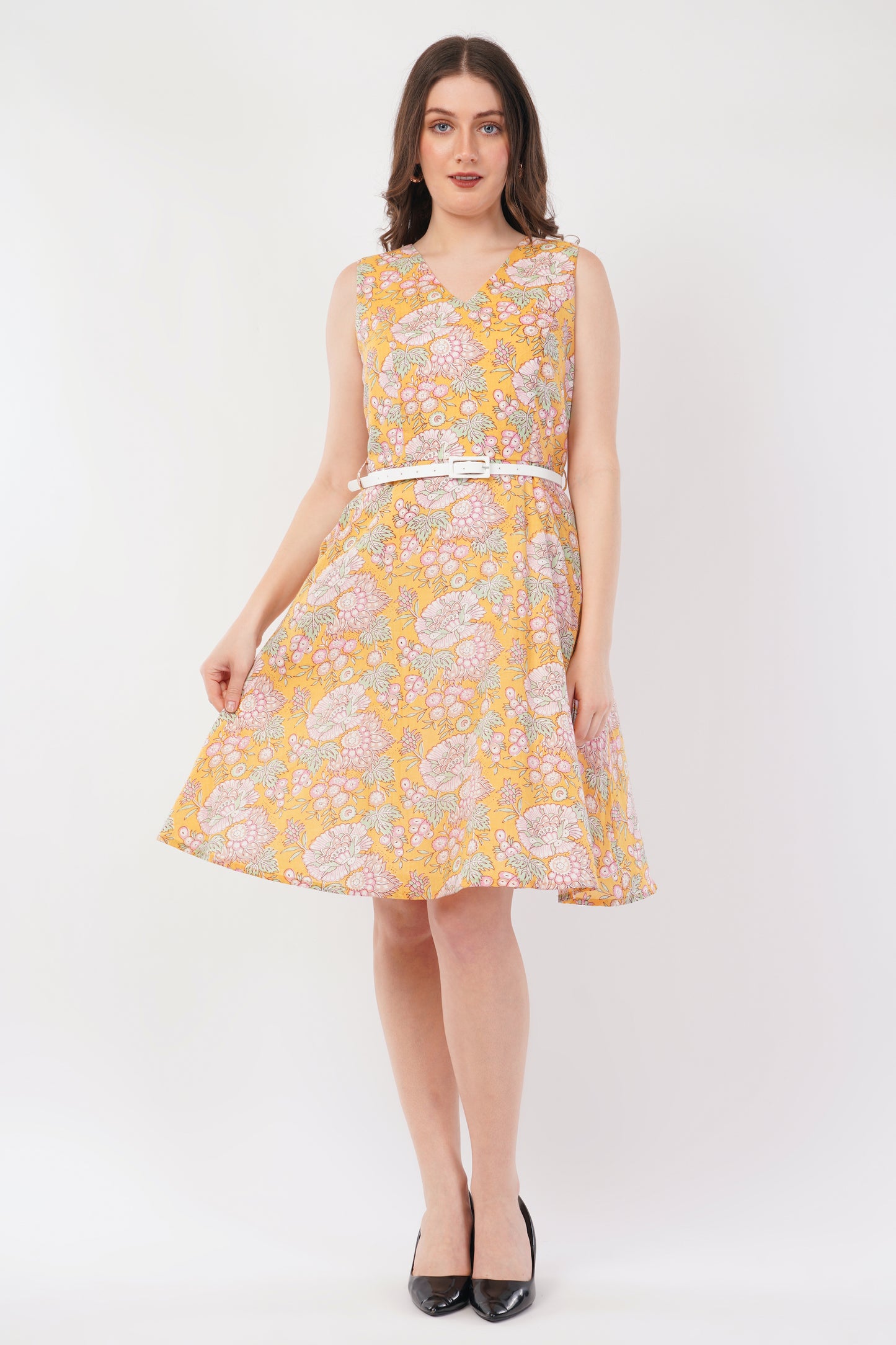 Hand Block Printed Cotton Summer Dress – Sunflower Bloom