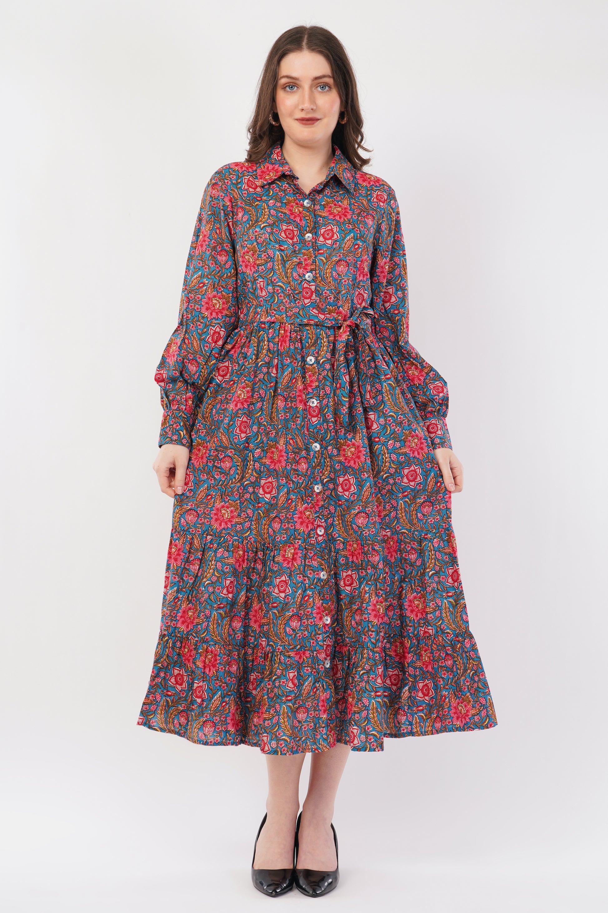 long sleeve dress india Long Indian Dress With Frill Mirror Hand Work Daimond Long Sleeves Wit Khatumbdi-Fashion