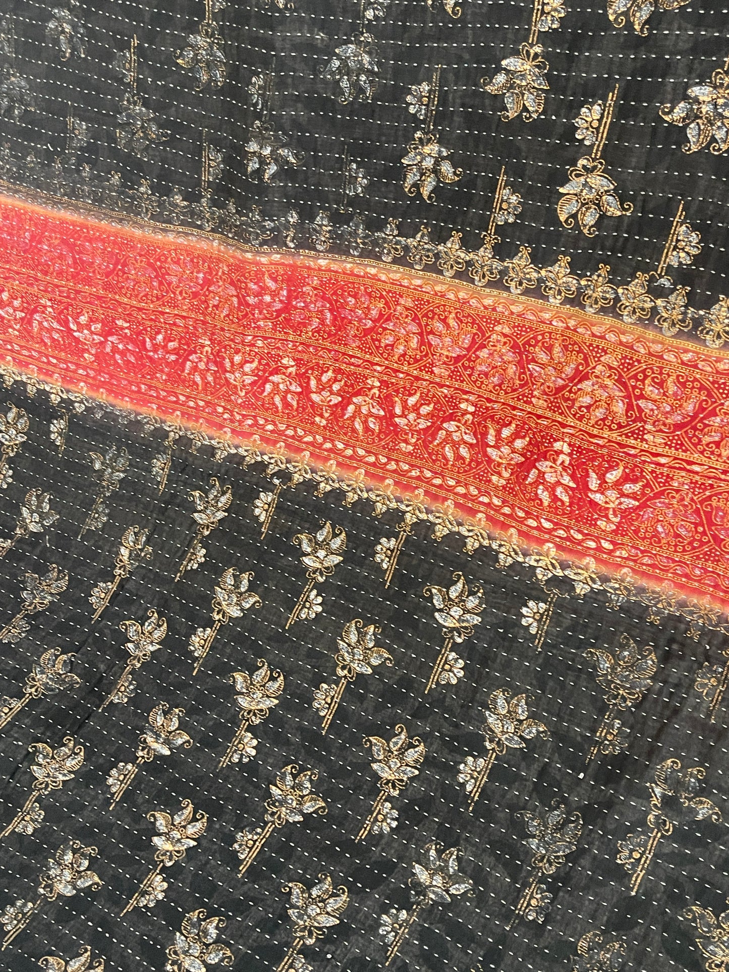 Indian Handmade Reversible Vintage Kantha Quilt Bedspread Sita - Adore India   