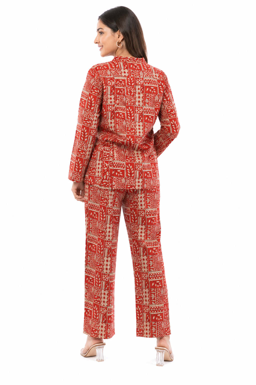 Antique Rust Floral Printed Women 2 Piece Cotton Co-Ord Set