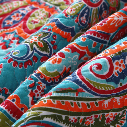 Bohemian Royal Multi Colour Cotton 3 Piece Bedspread Bedding Set - Adore India   