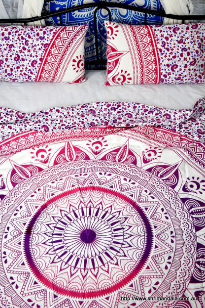 Daisy Pink Ombre Mandala Throw Set - Adore India   