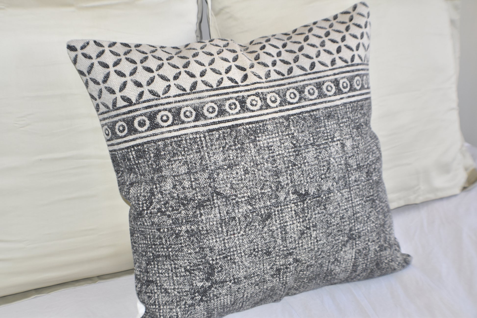 Hand Made Geometrical Block Print Cotton Dari Cushion Cover 65cm - Adore India   