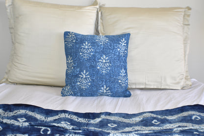 Indigo Booti Block Print Cotton Dari Cushion Cover 45cm - Adore India   
