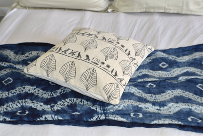 Leafy Block Print Cotton Dari Cushion Cover 45cm - Adore India   