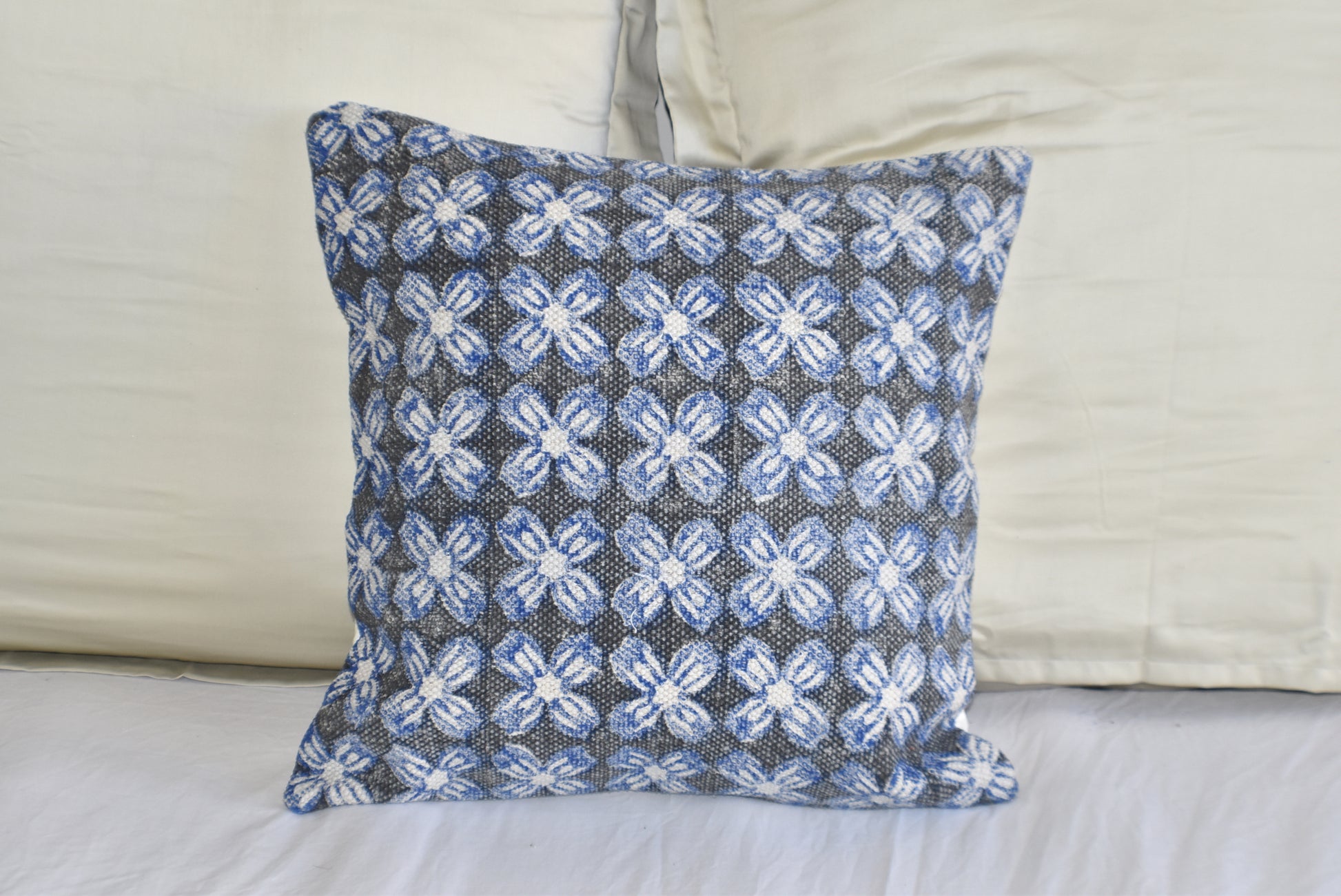 Indigo Hybrid Block Print Cotton Dari Cushion Cover 45cm - Adore India   