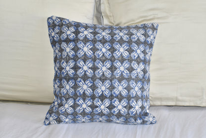 Indigo Hybrid Block Print Cotton Dari Cushion Cover 45cm - Adore India   