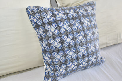 Indigo Hybrid Block Print Cotton Dari Cushion Cover 45cm - Adore India   
