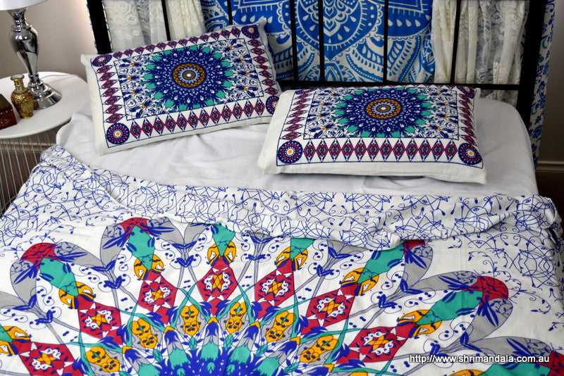 Universe Teal Mandala Throw Set - Adore India   