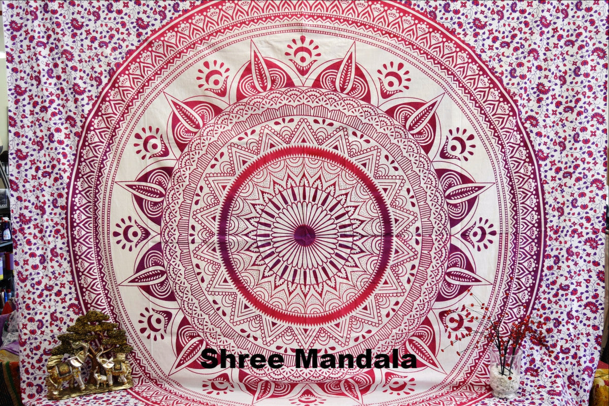 Daisy Pink Ombre Mandala Throw Set - Adore India   