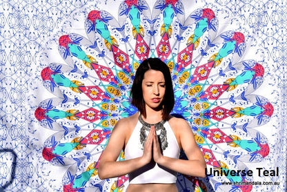 Universe Teal Mandala Throw - Adore India   