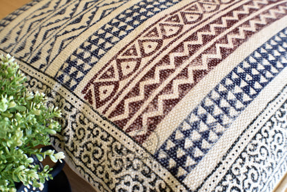 Geometrical zigzag Block Print Cotton Dari Cushion Cover Size 65x65cm - Adore India   