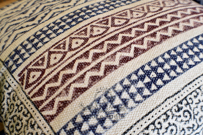 Geometrical zigzag Block Print Cotton Dari Cushion Cover Size 65x65cm - Adore India   
