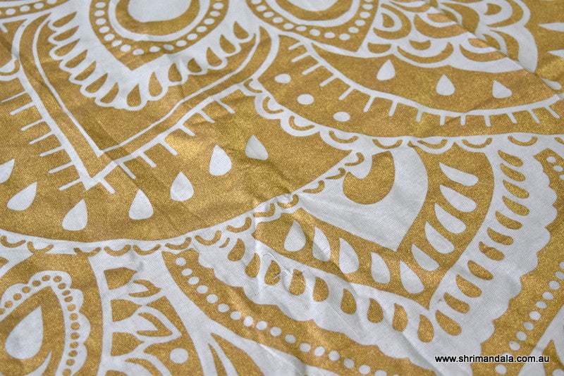 Passion Gold Mandala Beach Round Throw - Adore India   