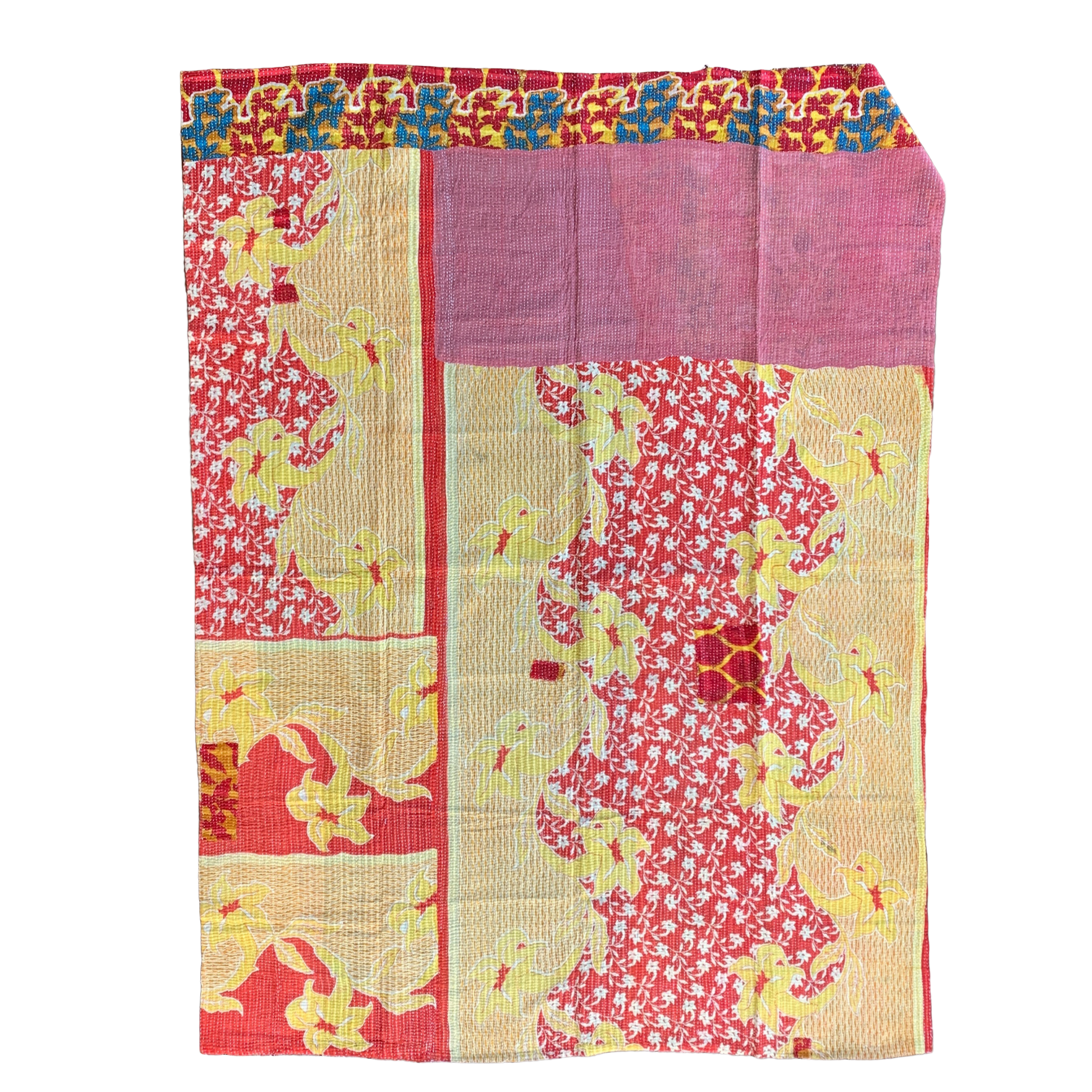 Indian Handmade Cotton Vintage Kantha Quilt Bedspread Throw- Poorna - Adore India   