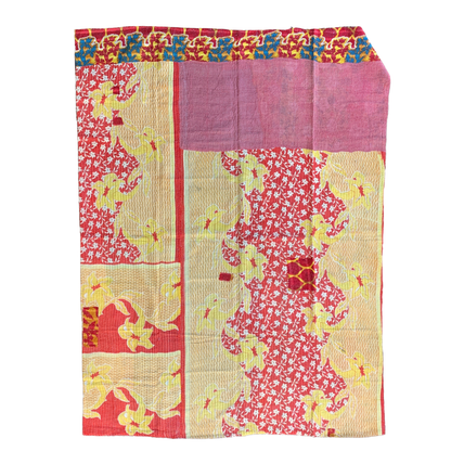 Indian Handmade Cotton Vintage Kantha Quilt Bedspread Throw- Poorna - Adore India   