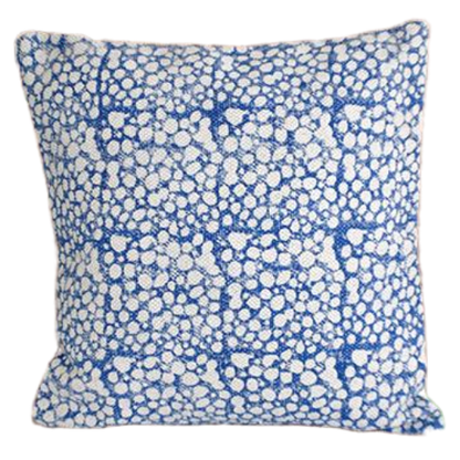 Indigo Cells Block Print Cotton Dari Cushion Cover 45cm - Adore India   