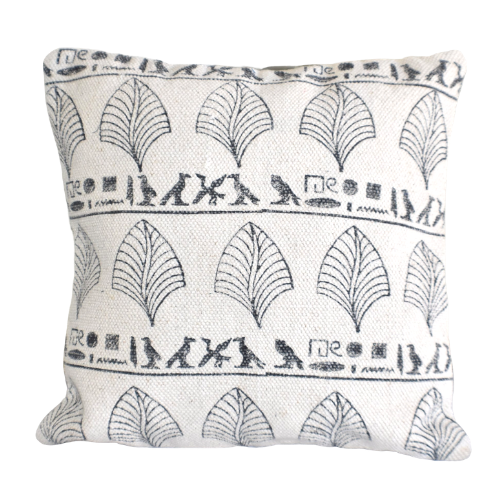 Leafy Block Print Cotton Dari Cushion Cover 45cm - Adore India   