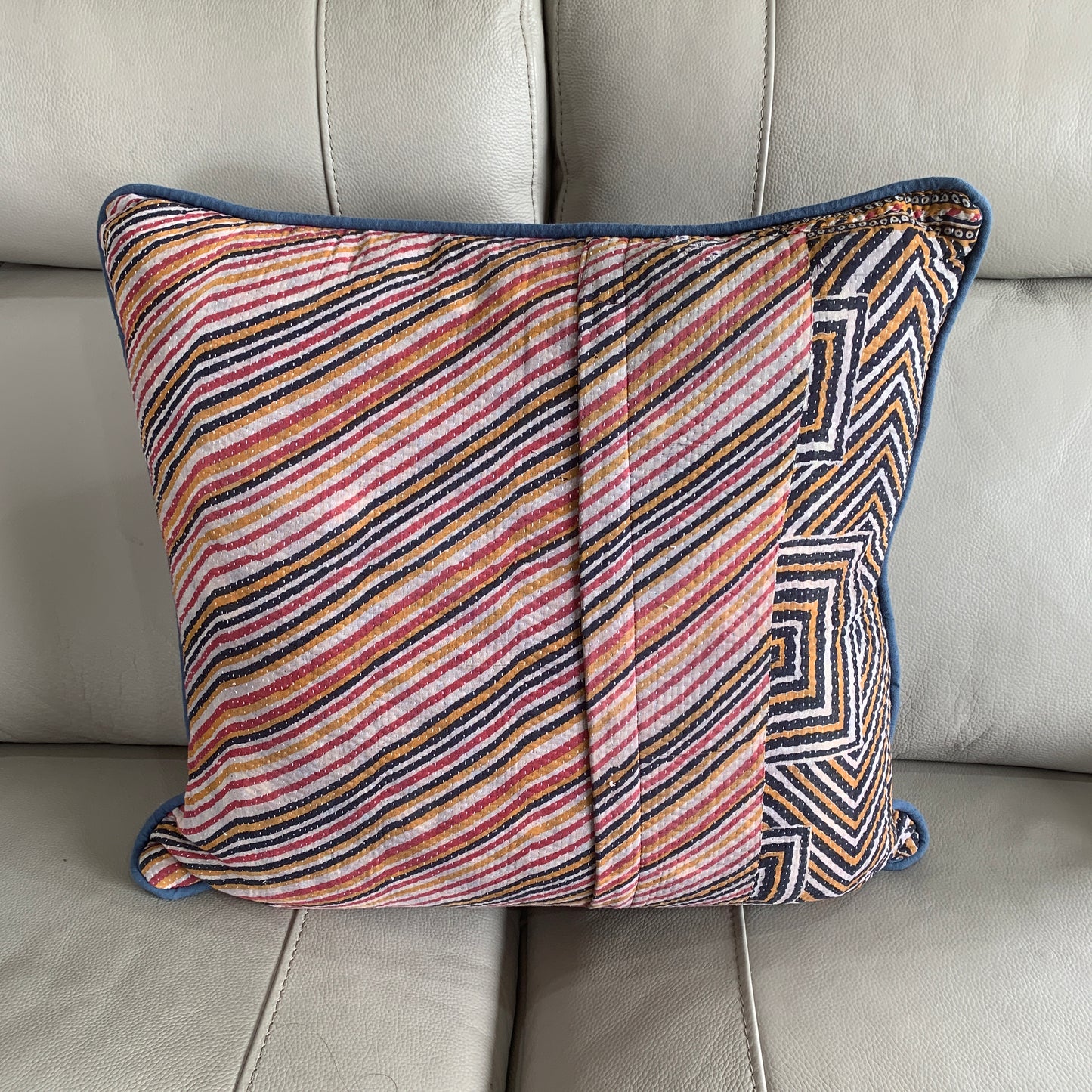 Indian Handmade Vintage Kantha Cotton Cushion Cover 50cm -115 - Adore India   